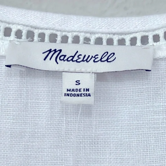 Madewell NWT Cassie Button-Front Midi Dress in Linen Size Small in Eyelet White - Picture 10 of 13